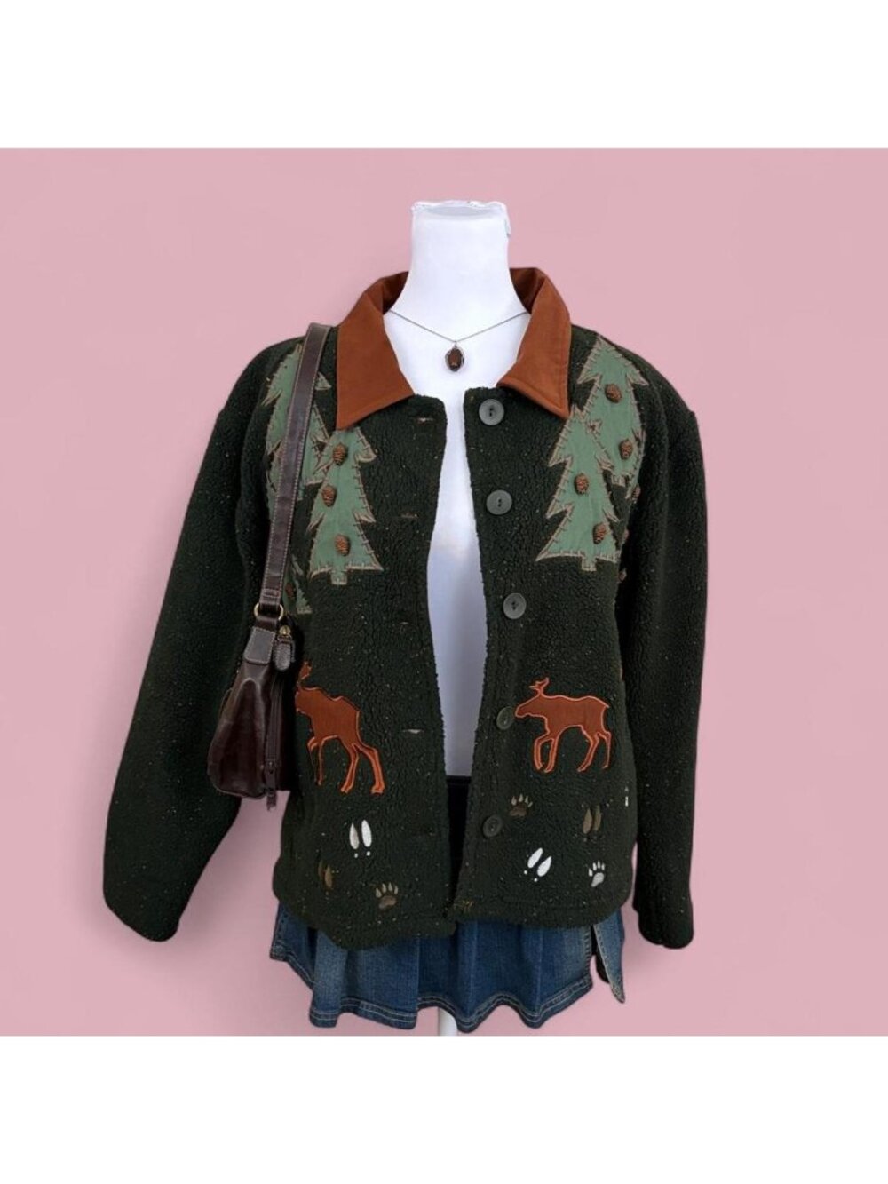 90s patchwork cottagecore fleece jacket